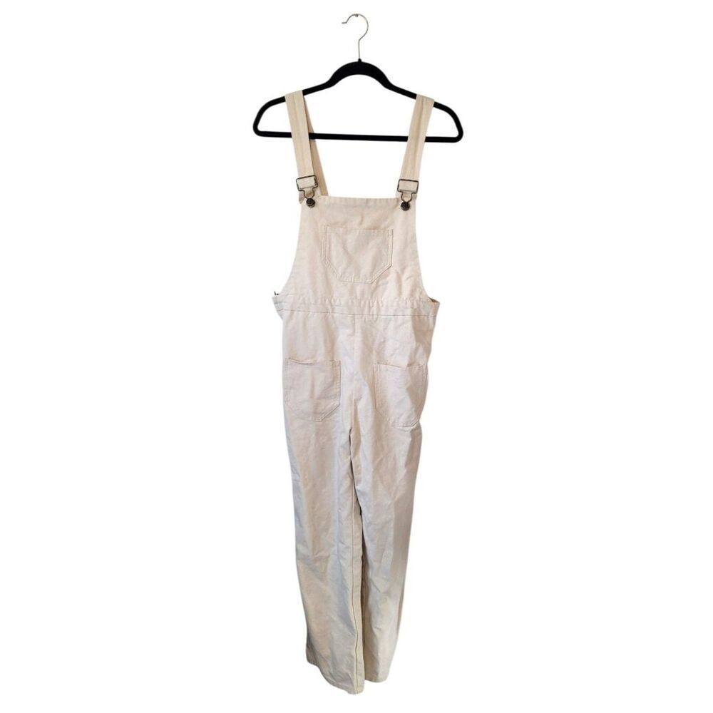 Lykke Wullf Cream Cotton Overalls Classic Bib Front Size M